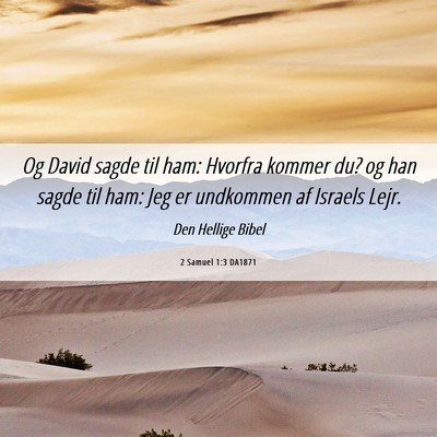 Picture 06 - 2 Samuel 1:3 DA1871 - Og David sagde til ham: Hvorfra kommer du? og han - Bible Verse Picture