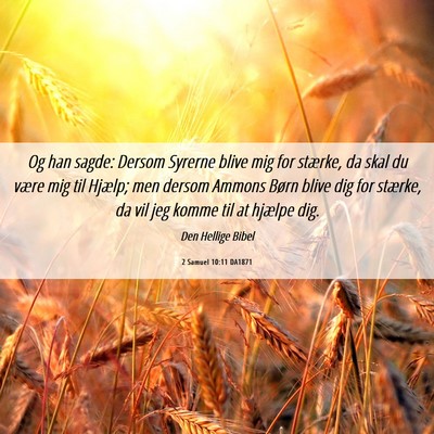 Picture 06 - 2 Samuel 10:11 DA1871 - Og han sagde: Dersom Syrerne blive mig for - Bible Verse Picture