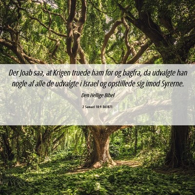 Picture 06 - 2 Samuel 10:9 DA1871 - Der Joab saa, at Krigen truede ham for og bagfra, - Bible Verse Picture