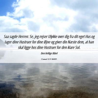 Picture 06 - 2 Samuel 12:11 DA1871 - Saa sagde Herren: Se, jeg rejser Ulykke over dig - Bible Verse Picture