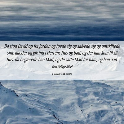 Picture 06 - 2 Samuel 12:20 DA1871 - Da stod David op fra Jorden og toede sig og - Bible Verse Picture