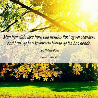 Picture 06 - 2 Samuel 13:14 DA1871 - Men han vilde ikke høre paa hendes Røst og var - Bible Verse Picture