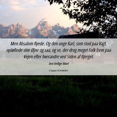 Picture 06 - 2 Samuel 13:34 DA1871 - Men Absalom flyede. Og den unge Karl, som stod - Bible Verse Picture