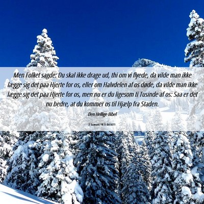 Picture 06 - 2 Samuel 18:3 DA1871 - Men Folket sagde: Du skal ikke drage ud, thi om - Bible Verse Picture