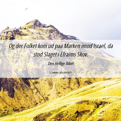 Picture 06 - 2 Samuel 18:6 DA1871 - Og der Folket kom ud paa Marken imod Israel, da - Bible Verse Picture