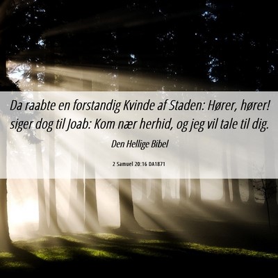 Picture 06 - 2 Samuel 20:16 DA1871 - Da raabte en forstandig Kvinde af Staden: Hører, - Bible Verse Picture