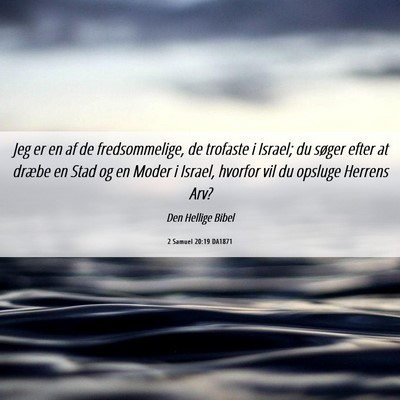 Picture 06 - 2 Samuel 20:19 DA1871 - Jeg er en af de fredsommelige, de trofaste i - Bible Verse Picture