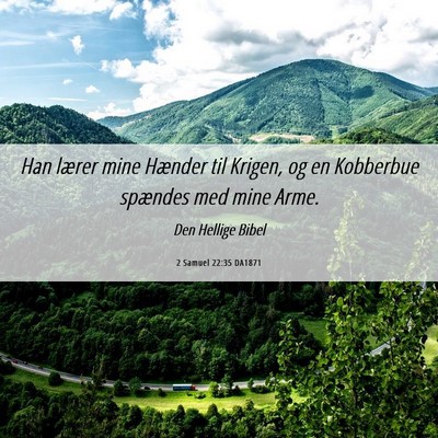 Picture 06 - 2 Samuel 22:35 DA1871 - Han lærer mine Hænder til Krigen, og en - Bible Verse Picture