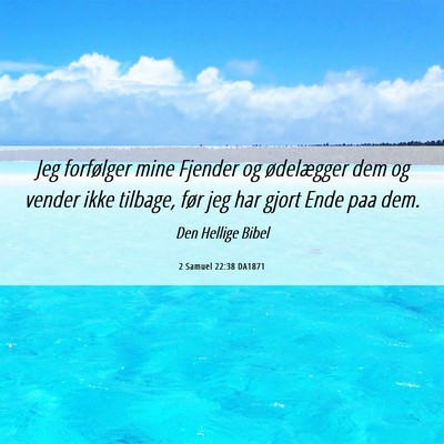 Picture 06 - 2 Samuel 22:38 DA1871 - Jeg forfølger mine Fjender og ødelægger dem og - Bible Verse Picture