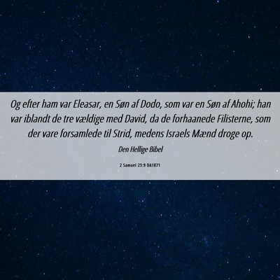 Picture 06 - 2 Samuel 23:9 DA1871 - Og efter ham var Eleasar, en Søn af Dodo, som - Bible Verse Picture