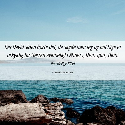 Picture 06 - 2 Samuel 3:28 DA1871 - Der David siden hørte det, da sagde han: Jeg og - Bible Verse Picture