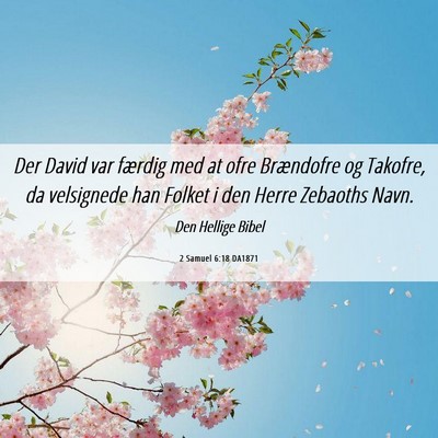 Picture 06 - 2 Samuel 6:18 DA1871 - Der David var færdig med at ofre Brændofre og - Bible Verse Picture