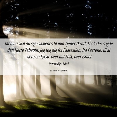 Picture 06 - 2 Samuel 7:8 DA1871 - Men nu skal du sige saaledes til min Tjener - Bible Verse Picture