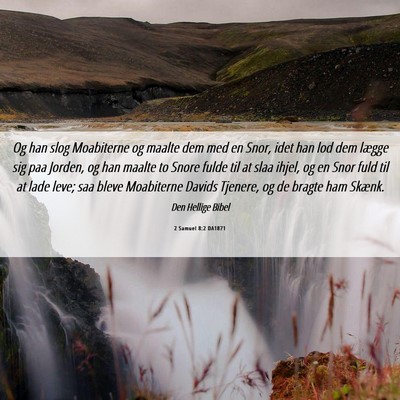 Picture 06 - 2 Samuel 8:2 DA1871 - Og han slog Moabiterne og maalte dem med en Snor, - Bible Verse Picture