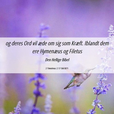 Picture 06 - 2 Timoteus 2:17 DA1871 - og deres Ord vil æde om sig som Kræft. Iblandt - Bible Verse Picture