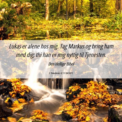 Picture 06 - 2 Timoteus 4:11 DA1871 - Lukas er alene hos mig. Tag Markus og bring ham - Bible Verse Picture