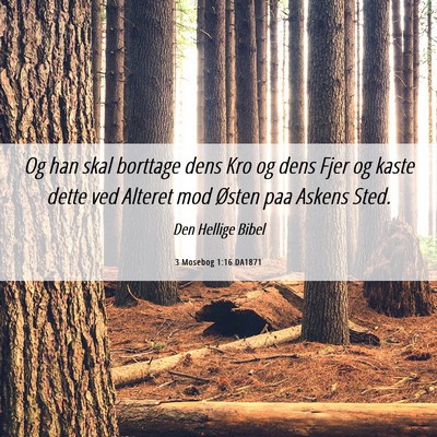 Picture 06 - 3 Mosebog 1:16 DA1871 - Og han skal borttage dens Kro og dens Fjer og - Bible Verse Picture
