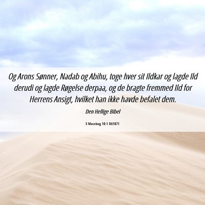 Picture 06 - 3 Mosebog 10:1 DA1871 - Og Arons Sønner, Nadab og Abihu, toge hver sit - Bible Verse Picture