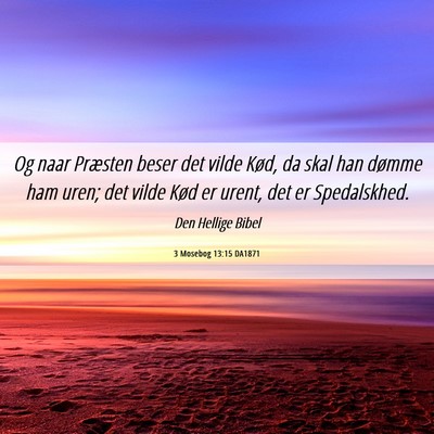 Picture 06 - 3 Mosebog 13:15 DA1871 - Og naar Præsten beser det vilde Kød, da skal - Bible Verse Picture