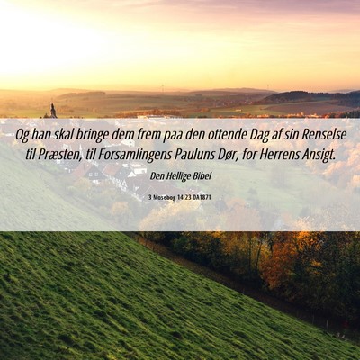 Picture 06 - 3 Mosebog 14:23 DA1871 - Og han skal bringe dem frem paa den ottende Dag - Bible Verse Picture