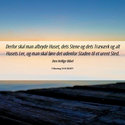 Picture 06 - 3 Mosebog 14:45 DA1871 - Derfor skal man afbryde Huset, dets Stene og dets - Bible Verse Picture