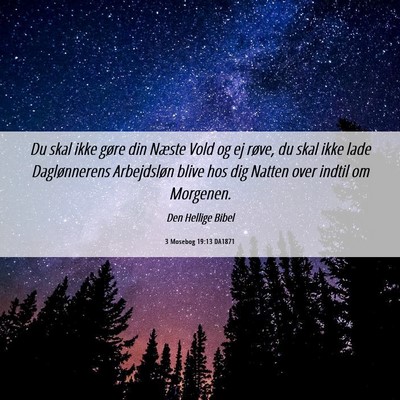 Picture 06 - 3 Mosebog 19:13 DA1871 - Du skal ikke gøre din Næste Vold og ej røve, - Bible Verse Picture
