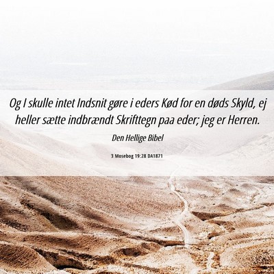 Picture 06 - 3 Mosebog 19:28 DA1871 - Og I skulle intet Indsnit gøre i eders Kød for - Bible Verse Picture