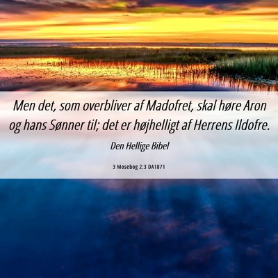 Picture 06 - 3 Mosebog 2:3 DA1871 - Men det, som overbliver af Madofret, skal høre - Bible Verse Picture