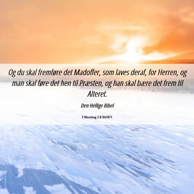 Picture 06 - 3 Mosebog 2:8 DA1871 - Og du skal fremføre det Madoffer, som laves - Bible Verse Picture