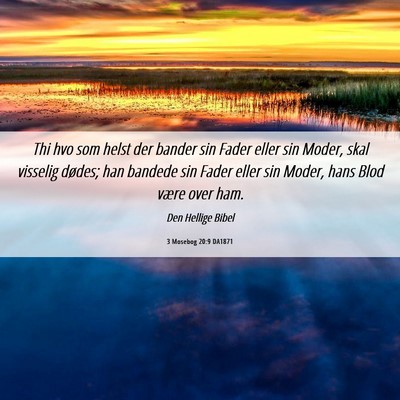 Picture 06 - 3 Mosebog 20:9 DA1871 - Thi hvo som helst der bander sin Fader eller sin - Bible Verse Picture