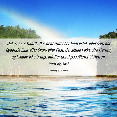 Picture 06 - 3 Mosebog 22:22 DA1871 - Det, som er blindt eller benbrudt eller - Bible Verse Picture