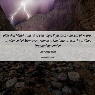 Picture 06 - 3 Mosebog 22:5 DA1871 - eller den Mand, som rører ved noget Kryb, som - Bible Verse Picture