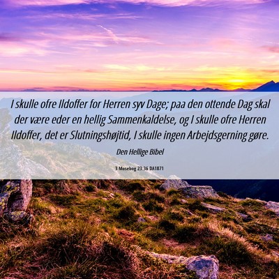 Picture 06 - 3 Mosebog 23:36 DA1871 - I skulle ofre Ildoffer for Herren syv Dage; paa - Bible Verse Picture