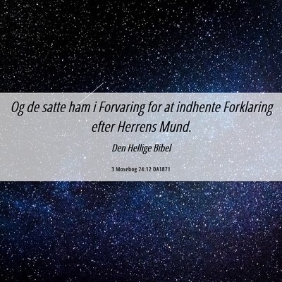 Picture 06 - 3 Mosebog 24:12 DA1871 - Og de satte ham i Forvaring for at indhente - Bible Verse Picture