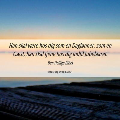 Picture 06 - 3 Mosebog 25:40 DA1871 - Han skal være hos dig som en Daglønner, som en - Bible Verse Picture