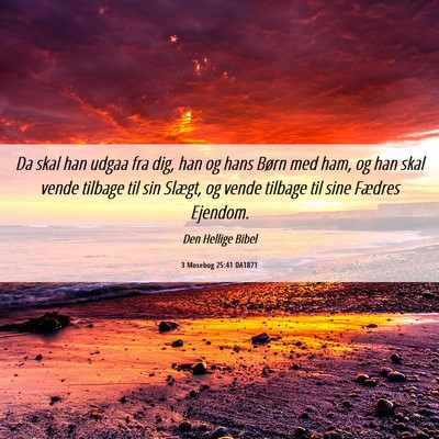 Picture 06 - 3 Mosebog 25:41 DA1871 - Da skal han udgaa fra dig, han og hans Børn med - Bible Verse Picture
