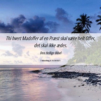 Picture 06 - 3 Mosebog 6:16 DA1871 - Thi hvert Madoffer af en Præst skal være helt - Bible Verse Picture