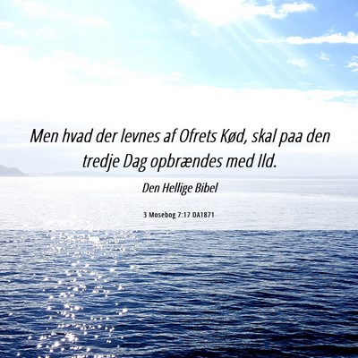 Picture 06 - 3 Mosebog 7:17 DA1871 - Men hvad der levnes af Ofrets Kød, skal paa den - Bible Verse Picture