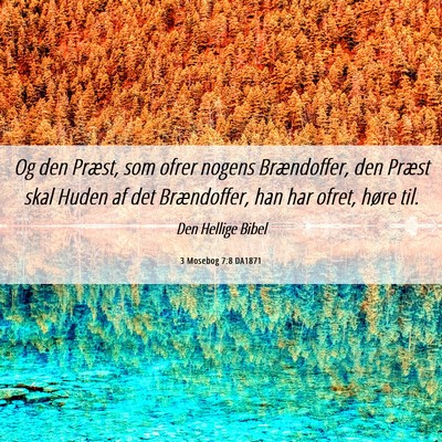 Picture 06 - 3 Mosebog 7:8 DA1871 - Og den Præst, som ofrer nogens Brændoffer, den - Bible Verse Picture