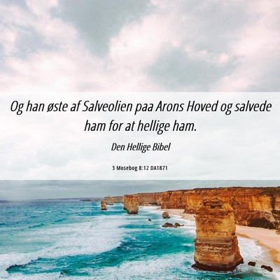 Picture 06 - 3 Mosebog 8:12 DA1871 - Og han øste af Salveolien paa Arons Hoved og - Bible Verse Picture