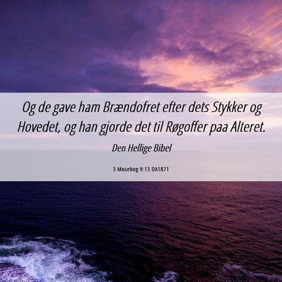 Picture 06 - 3 Mosebog 9:13 DA1871 - Og de gave ham Brændofret efter dets Stykker og - Bible Verse Picture