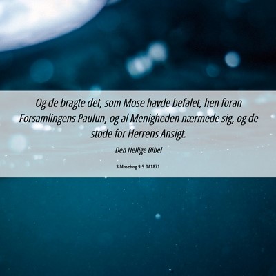 Picture 06 - 3 Mosebog 9:5 DA1871 - Og de bragte det, som Mose havde befalet, hen - Bible Verse Picture