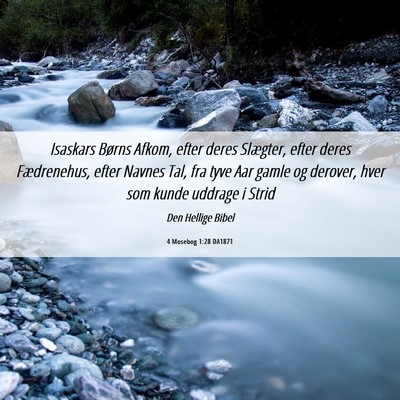 Picture 06 - 4 Mosebog 1:28 DA1871 - Isaskars Børns Afkom, efter deres Slægter, - Bible Verse Picture