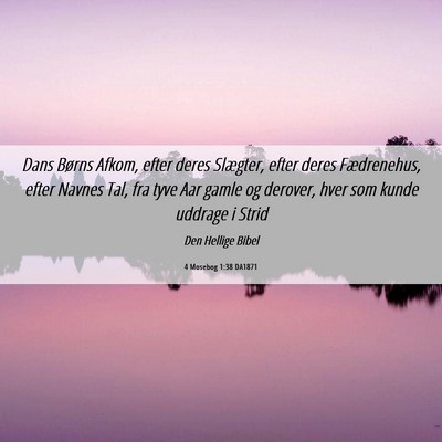 Picture 06 - 4 Mosebog 1:38 DA1871 - Dans Børns Afkom, efter deres Slægter, efter - Bible Verse Picture