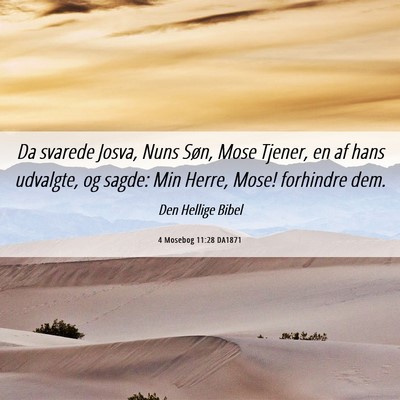 Picture 06 - 4 Mosebog 11:28 DA1871 - Da svarede Josva, Nuns Søn, Mose Tjener, en af - Bible Verse Picture