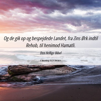 Picture 06 - 4 Mosebog 13:21 DA1871 - Og de gik op og bespejdede Landet, fra Zins Ørk - Bible Verse Picture