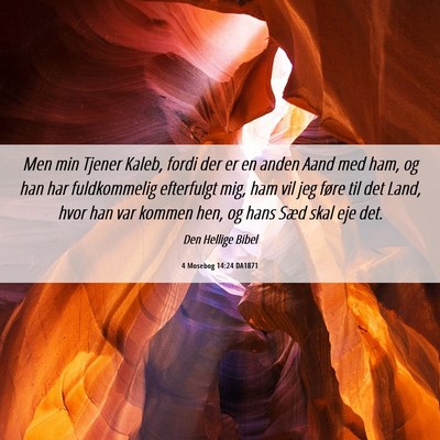 Picture 06 - 4 Mosebog 14:24 DA1871 - Men min Tjener Kaleb, fordi der er en anden Aand - Bible Verse Picture