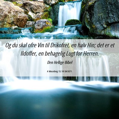 Picture 06 - 4 Mosebog 15:10 DA1871 - Og du skal ofre Vin til Drikofret, en halv Hin; - Bible Verse Picture