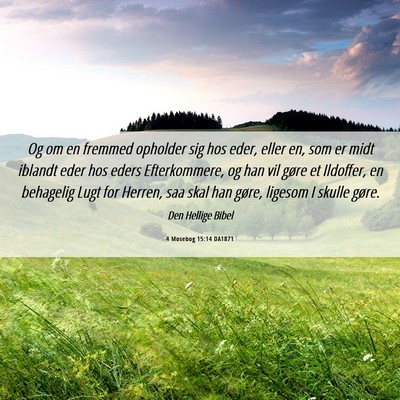 Picture 06 - 4 Mosebog 15:14 DA1871 - Og om en fremmed opholder sig hos eder, eller en, - Bible Verse Picture