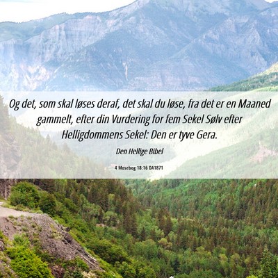 Picture 06 - 4 Mosebog 18:16 DA1871 - Og det, som skal løses deraf, det skal du løse, - Bible Verse Picture
